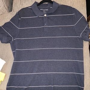 Navy Polo with White Stripes (Medium)